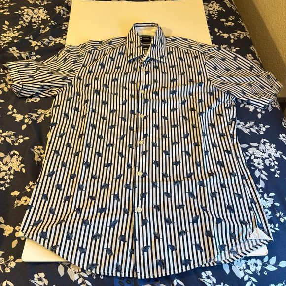 Hugo Boss Black Collection “Luka” Short-Sleeve Cotton Linen Shirt Size: Small - Picture 1 of 7